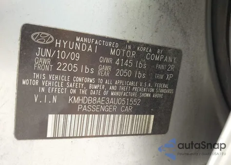 2010 Hyundai Elantra Touring Gls z USA, uszkodzony, nr VIN KMHDB8AE3AU051552